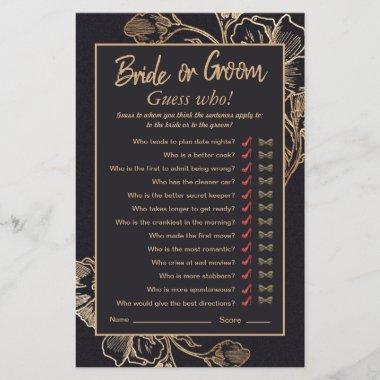 Chic Gold Faux Metal Roses Bridal Shower Game