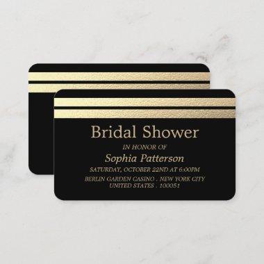 Chic Gold Foil Stripes Bridal Shower Ticket Invite