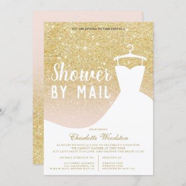 Chic gold glitter dress Bridal shower by mail Invitations