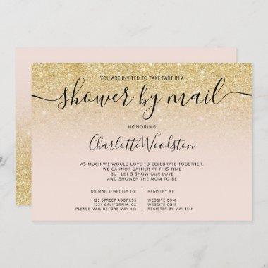 Chic gold glitter ombre cancelled shower by mail Invitations