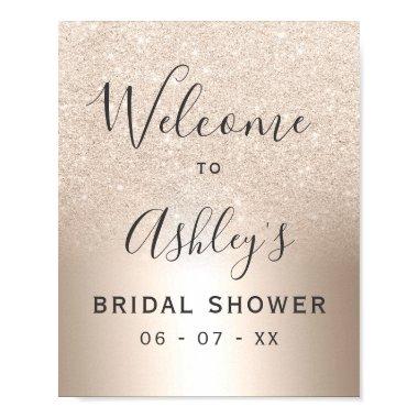 Chic gold glitter ombre foil bridal shower welcome poster