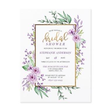 Chic Gold Glitter Script Botanical  Invitation Post