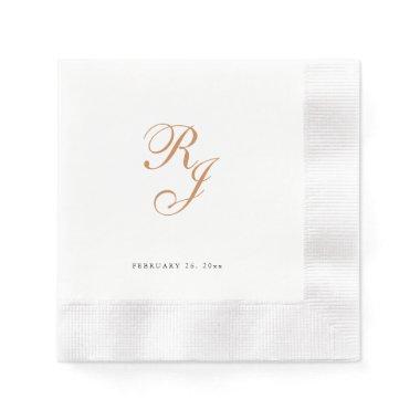 Chic Gold Monogram Script Wedding Napkins