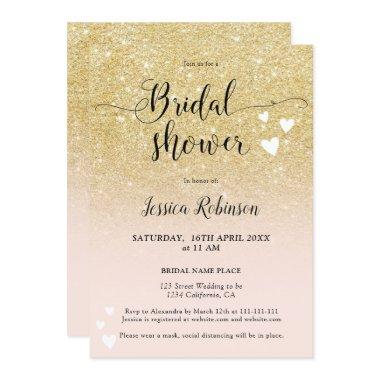 Chic gold pink hearts script chic