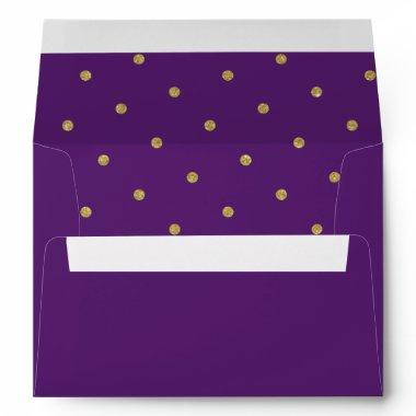 Chic Gold Polka Dot Pattern Purple Envelope
