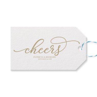 Chic Gold Script Cheers Wine Bottle Tags