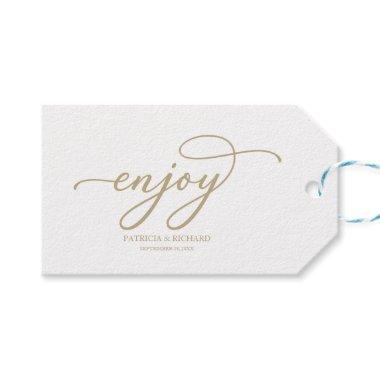 Chic Gold Script Enjoy Wedding Favor Tags