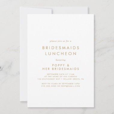 Chic Gold Typography Bridesmaids Luncheon Invitations