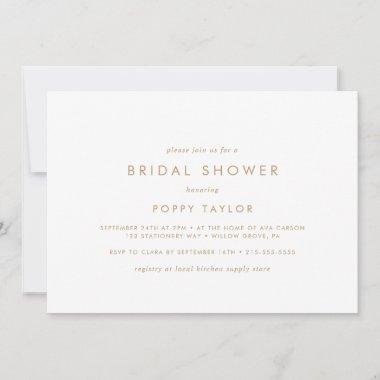 Chic Gold Typography Horizontal Bridal Shower Invitations