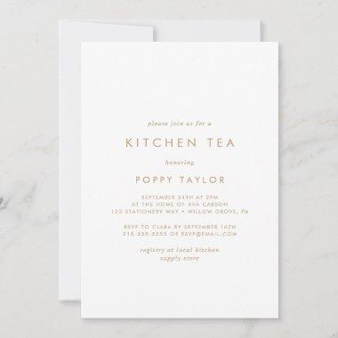 Chic Gold Typography Kitchen Tea Bridal Shower Invitations