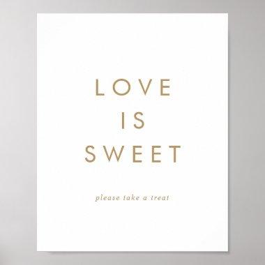 Chic Gold Typography Love Is Sweet Wedding Sign