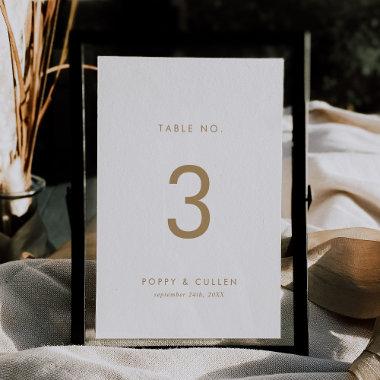 Chic Gold Typography Table Number