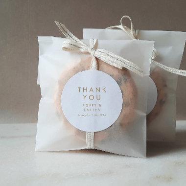 Chic Gold Typography Thank You Wedding Favor Classic Round Sticker