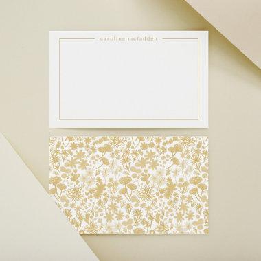 Chic Golden Ditzy Floral Personalized Stationery Note Invitations