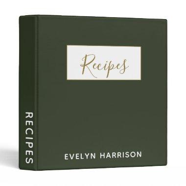 Chic green Recipe Binder with Custom Family Touch