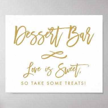 Chic Hand Lettered Gold Dessert Bar Poster