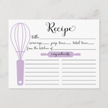 Chic Hand Lettered Lavender Whisk Recipe Invitations