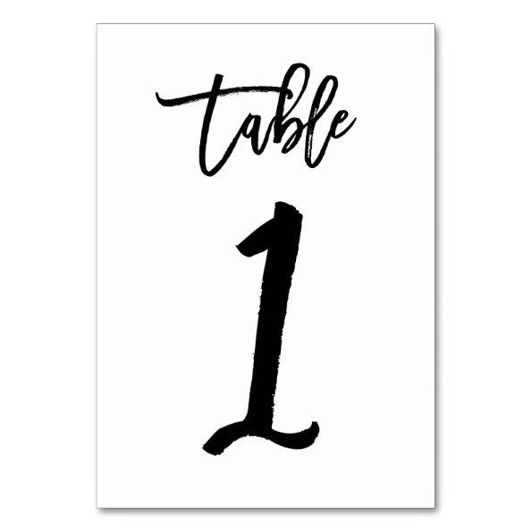 Chic Hand Lettered Table Number Card | Table 1