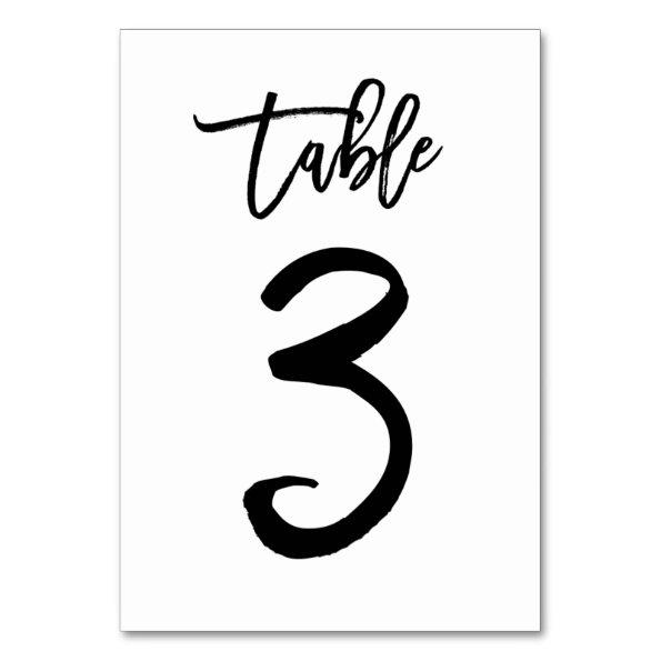 Chic Hand Lettered Table Number Card | Table 3