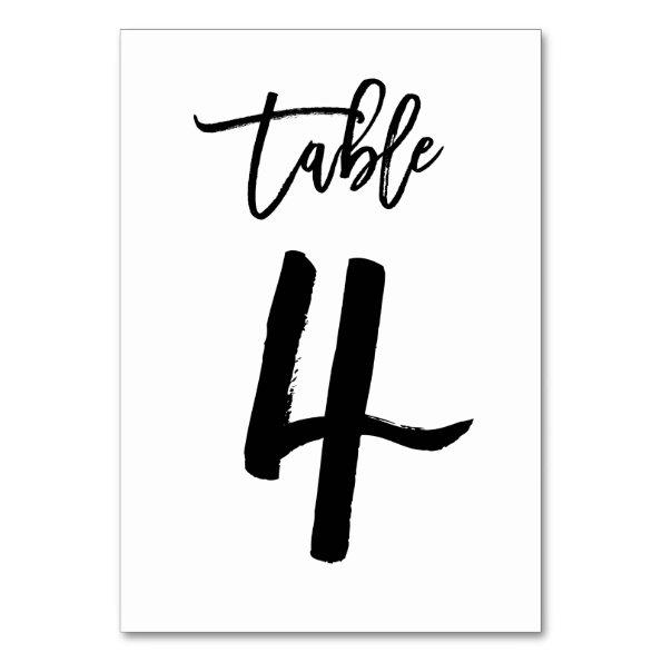 Chic Hand Lettered Table Number Card | Table 4