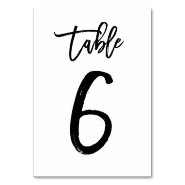 Chic Hand Lettered Table Number Card | Table 6