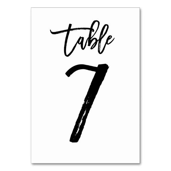 Chic Hand Lettered Table Number Card | Table 7