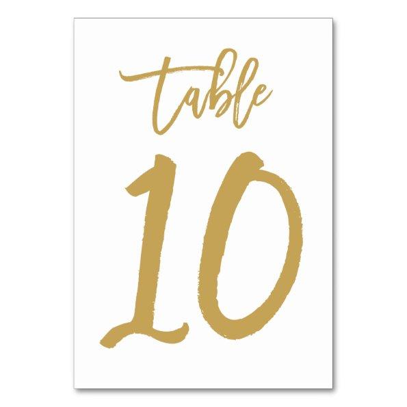 Chic Hand Lettered Table Number Gold | Table 10