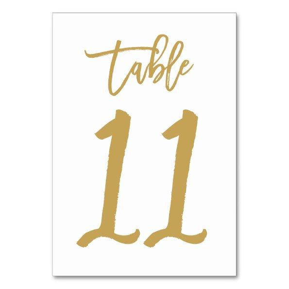 Chic Hand Lettered Table Number Gold | Table 11