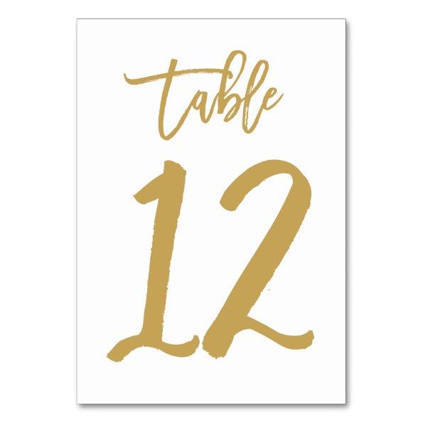 Chic Hand Lettered Table Number Gold | Table 12
