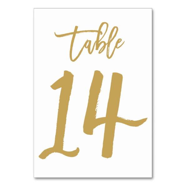 Chic Hand Lettered Table Number Gold | Table 14