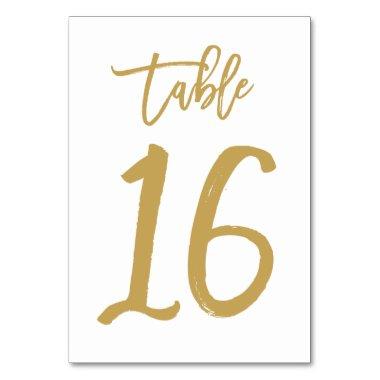Chic Hand Lettered Table Number Gold | Table 16