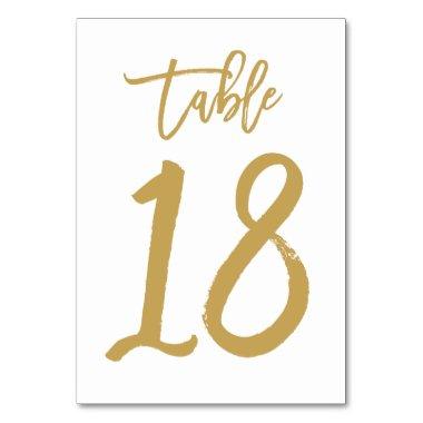 Chic Hand Lettered Table Number Gold | Table 18