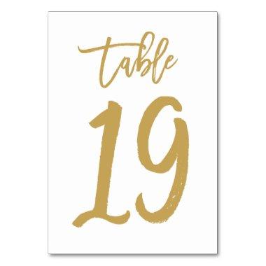 Chic Hand Lettered Table Number Gold | Table 19