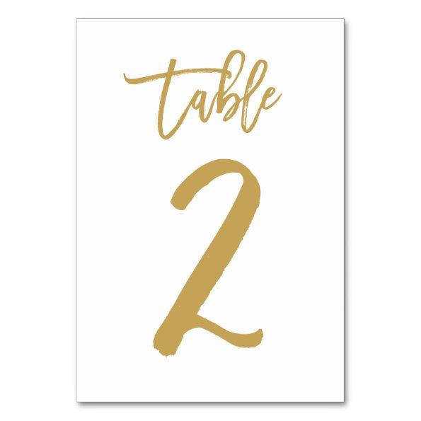 Chic Hand Lettered Table Number Gold | Table 2