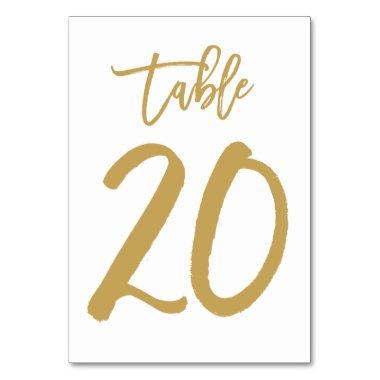 Chic Hand Lettered Table Number Gold | Table 20