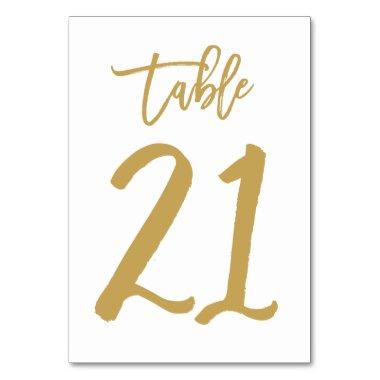 Chic Hand Lettered Table Number Gold | Table 21