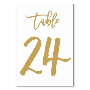 Chic Hand Lettered Table Number Gold | Table 24