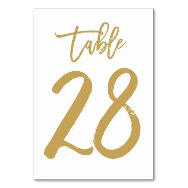 Chic Hand Lettered Table Number Gold | Table 28
