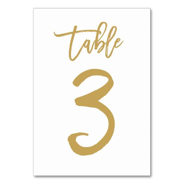 Chic Hand Lettered Table Number Gold | Table 3