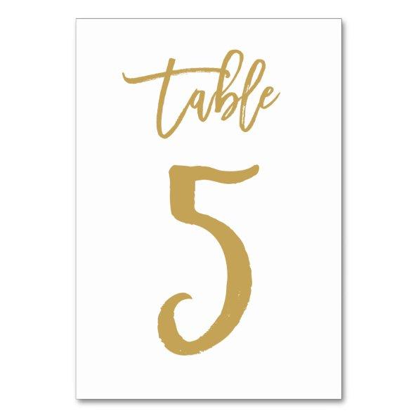 Chic Hand Lettered Table Number Gold | Table 5