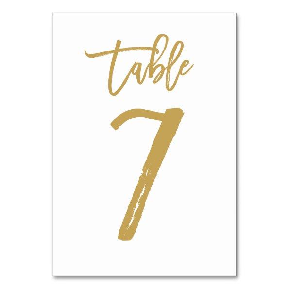 Chic Hand Lettered Table Number Gold | Table 7