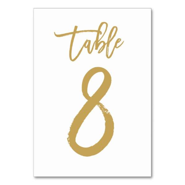 Chic Hand Lettered Table Number Gold | Table 8