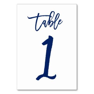 Chic Hand Lettered Table Number Navy | Table 1