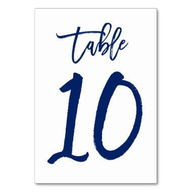 Chic Hand Lettered Table Number Navy | Table 10