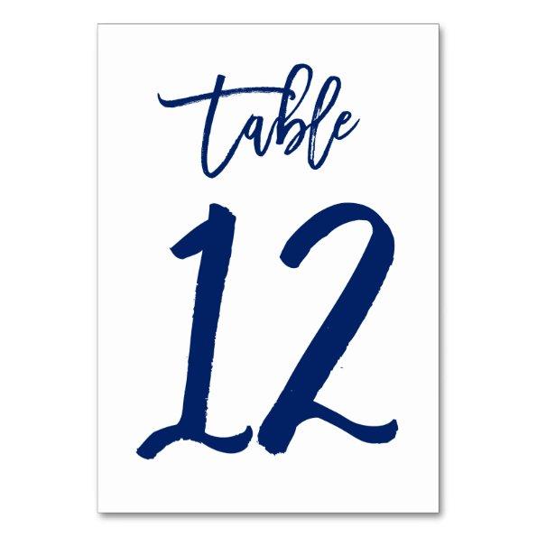 Chic Hand Lettered Table Number Navy | Table 12