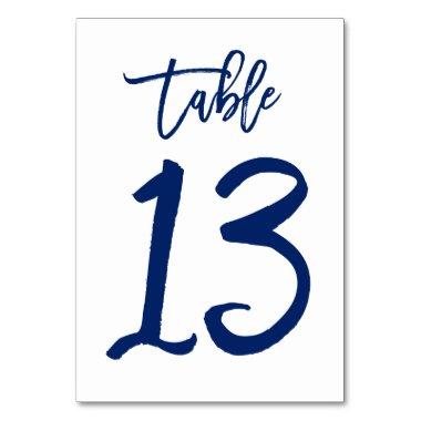 Chic Hand Lettered Table Number Navy | Table 13