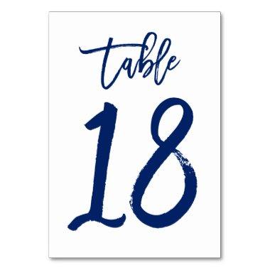 Chic Hand Lettered Table Number Navy | Table 18