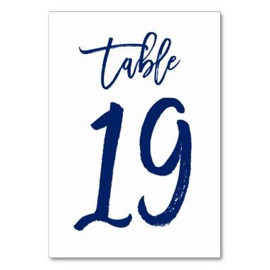 Chic Hand Lettered Table Number Navy | Table 19