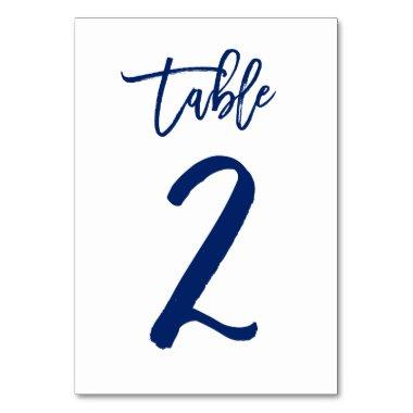 Chic Hand Lettered Table Number Navy | Table 2