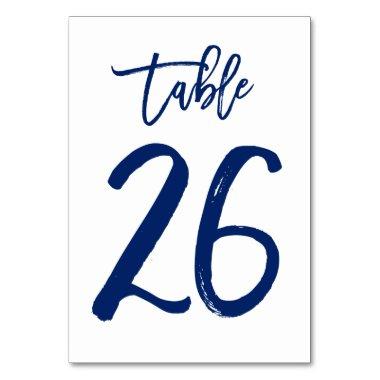 Chic Hand Lettered Table Number Navy | Table 26